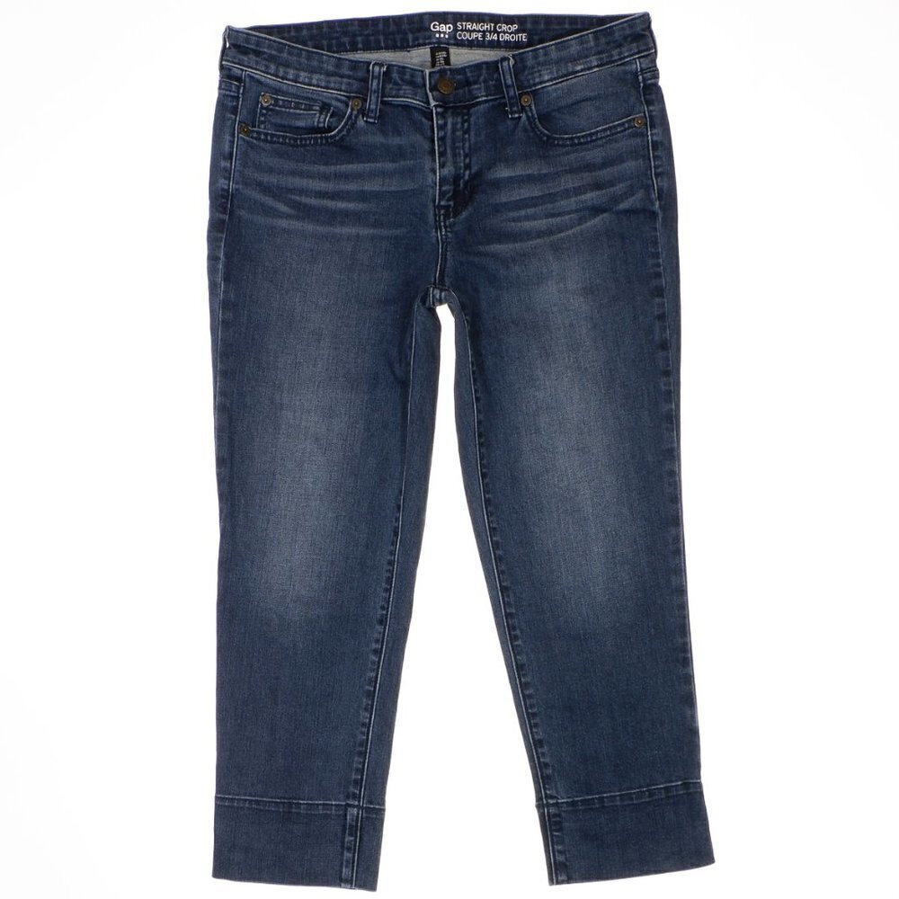 Gap Straight Crop Jeans Size 6/28r Womens Blue Denim Stretch Measures 32 x 22.5